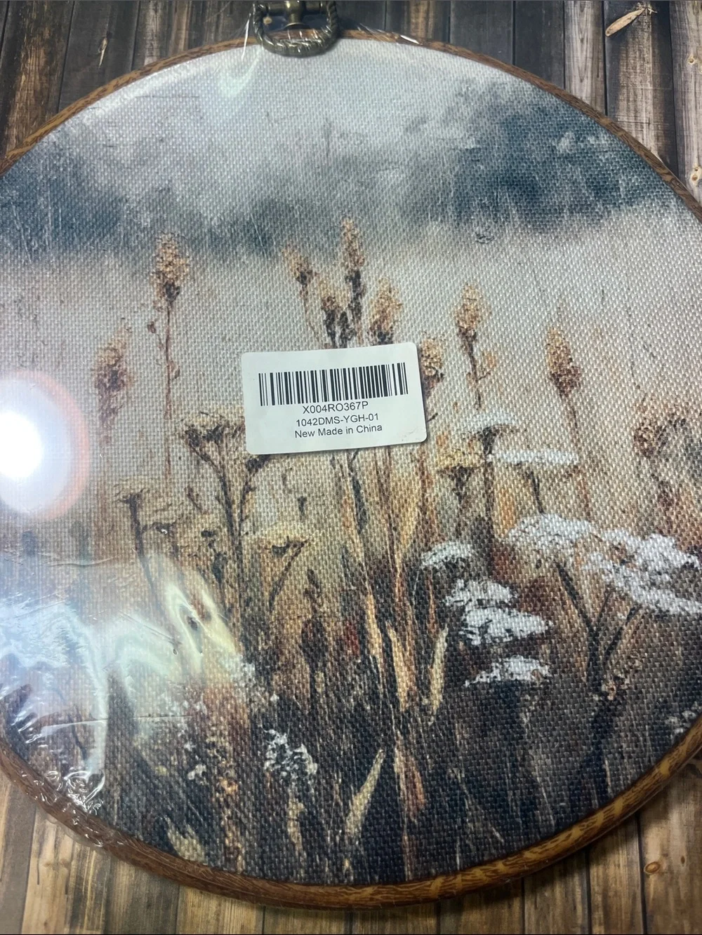 Rustic Nature Wildflower Round Wall Art Decor, Country Cottagecore Landscape